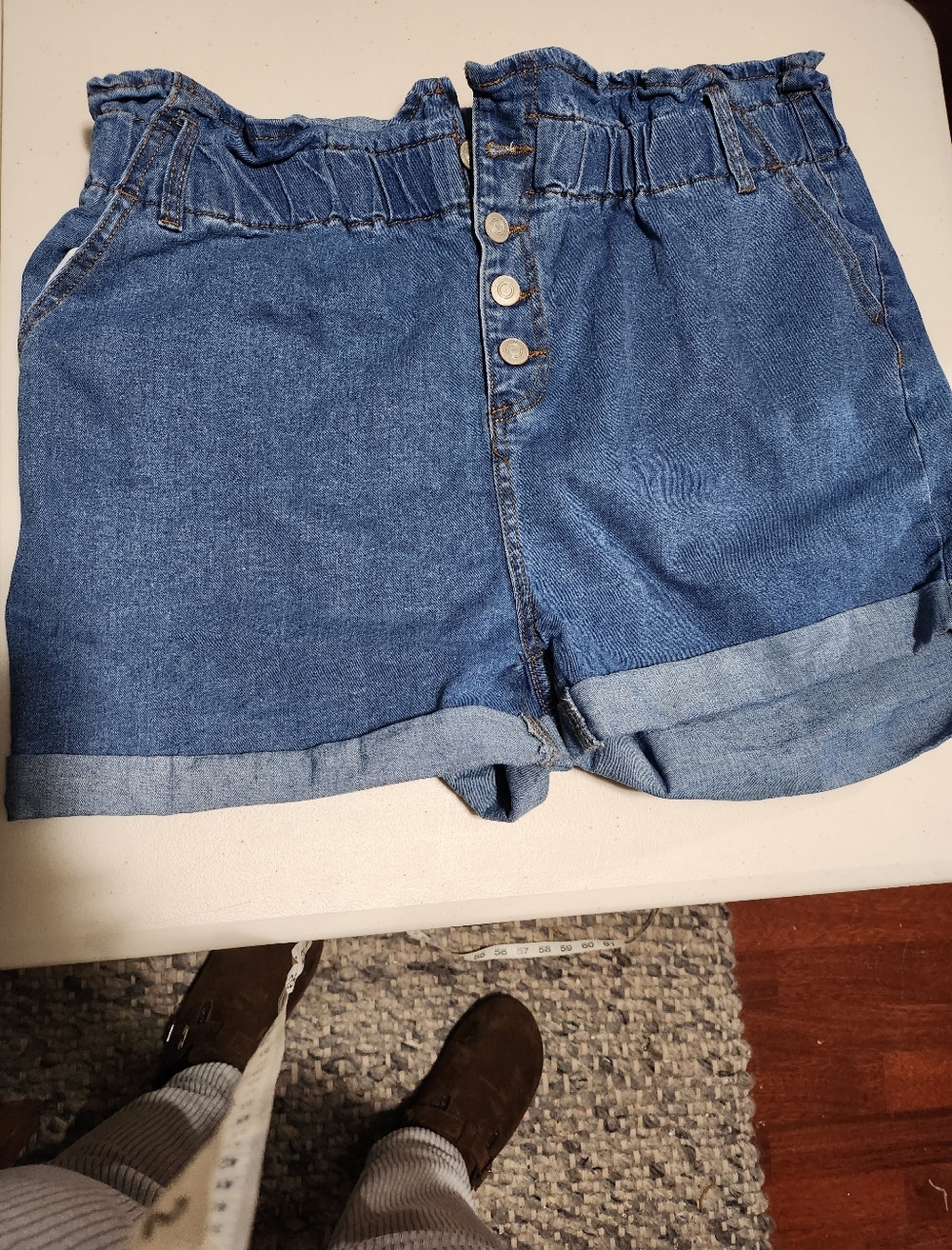 Women's High-Waist Paperbag Denim Shorts